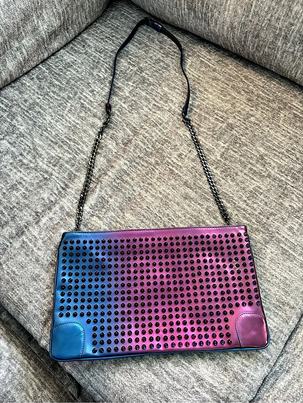 Christian Louboutin Loubiposh Spiked Clutch Blue & Purple